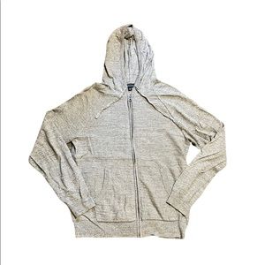 Men’s JCrew Jeans Lightweight Knit Heather Gray Zip-Up Hoodie Size M
